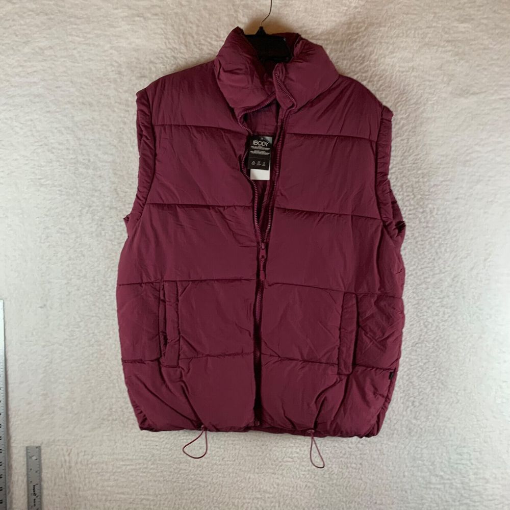 Cotton On Women's Red Plum Full Zip The Recycled Mother Puffer Vest Size XS NWT